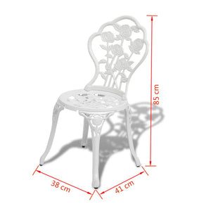 vidaXL 3 Piece Bistro Set Cast Aluminium White