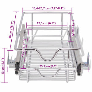 vidaXL Pull-Out Wire Baskets 2 pcs Silver 300 mm