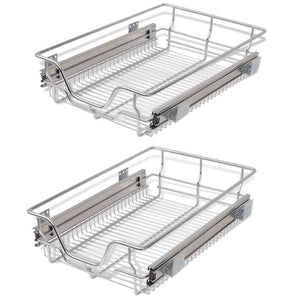 vidaXL Pull-Out Wire Baskets 2 pcs Silver 400 mm