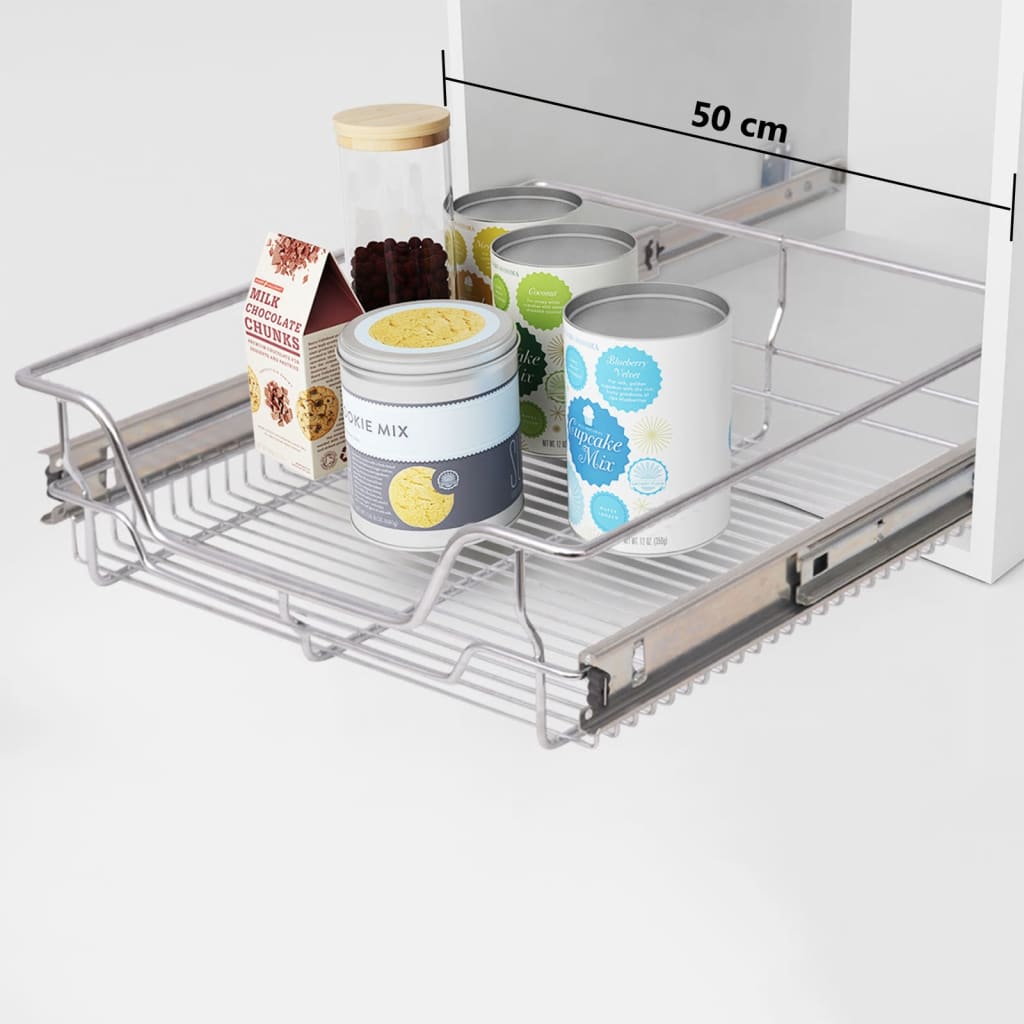 vidaXL Pull-Out Wire Baskets 2 pcs Silver 500 mm