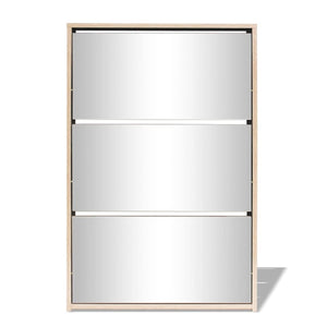 vidaXL Shoe Cabinet 3-Layer Mirror Oak 63x17x102.5 cm