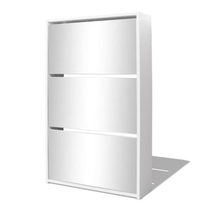 vidaXL Shoe Cabinet 3-Layer Mirror White 63x17x102.5 cm