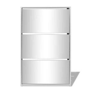 vidaXL Shoe Cabinet 3-Layer Mirror White 63x17x102.5 cm