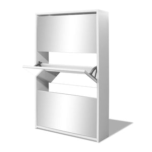 vidaXL Shoe Cabinet 3-Layer Mirror White 63x17x102.5 cm