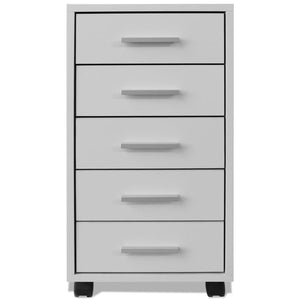 vidaXL Office Drawer Unit with Castors 5 Drawers White