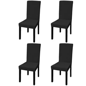 vidaXL Straight Stretchable Chair Cover 4 pcs Black