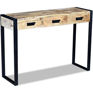 vidaXL Console Table with 3 Drawers Solid Mango Wood 110x35x78 cm