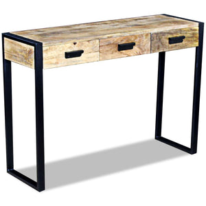 vidaXL Console Table with 3 Drawers Solid Mango Wood 110x35x78 cm