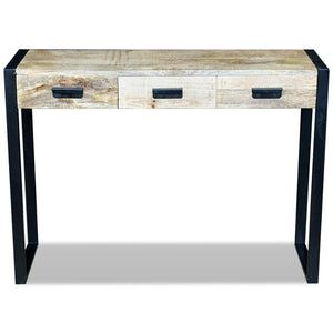 vidaXL Console Table with 3 Drawers Solid Mango Wood 110x35x78 cm