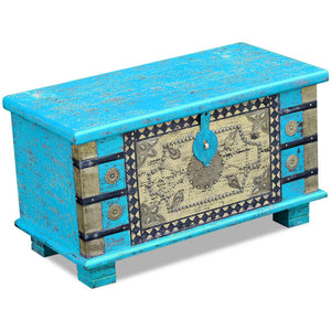 vidaXL Storage Chest Blue Mango Wood 80x40x45 cm