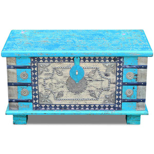 vidaXL Storage Chest Blue Mango Wood 80x40x45 cm