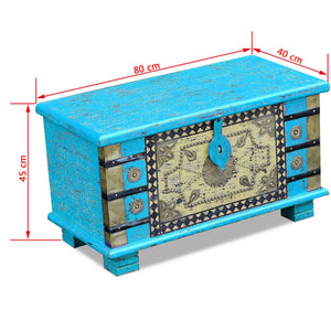 vidaXL Storage Chest Blue Mango Wood 80x40x45 cm