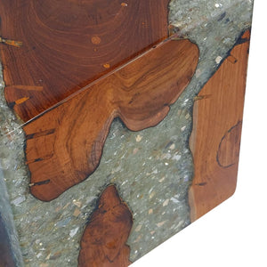 vidaXL Stool Solid Teak Wood and Resin