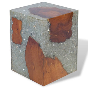 vidaXL Stool Solid Teak Wood and Resin