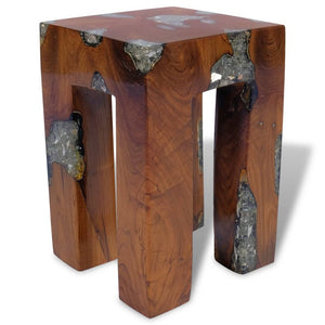 vidaXL Stool Solid Teak Wood and Resin