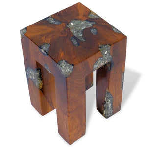 vidaXL Stool Solid Teak Wood and Resin