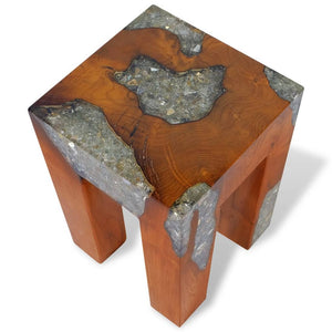 vidaXL Stool Solid Teak Wood and Resin