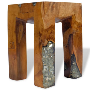 vidaXL Stool Solid Teak Wood and Resin