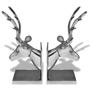 vidaXL Bookends Deer 2 pcs Aluminium Silver