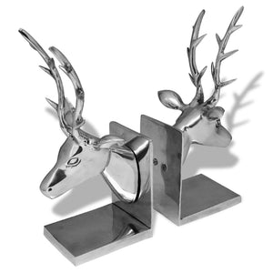 vidaXL Bookends Deer 2 pcs Aluminium Silver