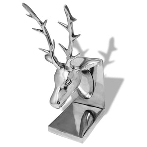 vidaXL Bookends Deer 2 pcs Aluminium Silver