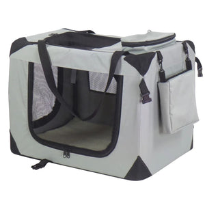 @Pet Dog Transport Crate Nylon 90x61x65 cm Grey 11074