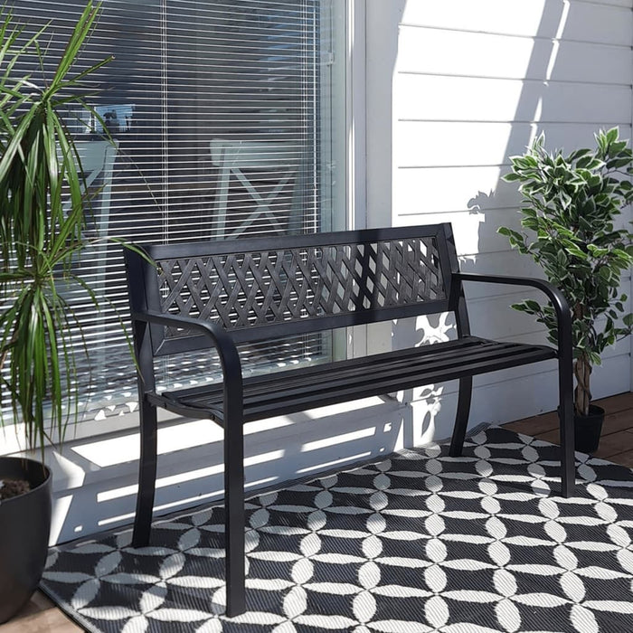 ProGarden Garden Bench Steel 119x50x75 cm Black