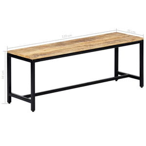 vidaXL Dining Bench 120 cm Solid Rough Mango Wood