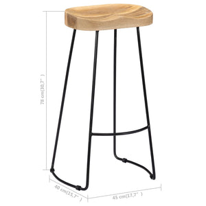 vidaXL Gavin Bar Stools 2 pcs Solid Mango Wood