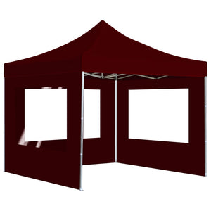 vidaXL Professional Folding Party Tent with Walls Aluminium 3x3 m Wine Red