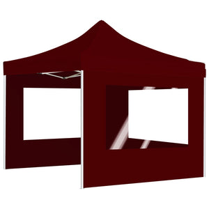 vidaXL Professional Folding Party Tent with Walls Aluminium 3x3 m Wine Red