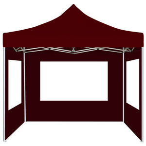 vidaXL Professional Folding Party Tent with Walls Aluminium 3x3 m Wine Red