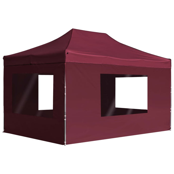 vidaXL Professional Folding Party Tent with Walls Aluminium 4.5x3 m Wine Red