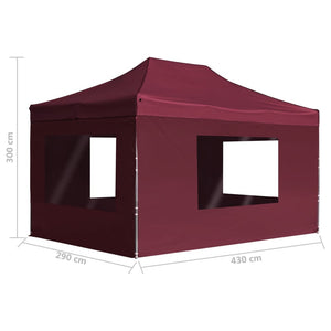 vidaXL Professional Folding Party Tent with Walls Aluminium 4.5x3 m Wine Red