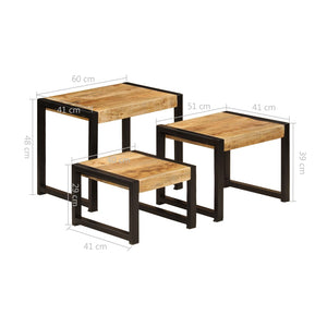 vidaXL Nesting Tables 3 pcs Solid Mango Wood