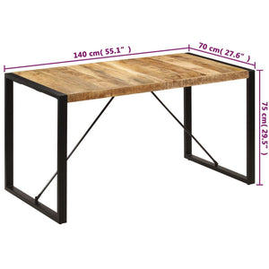 vidaXL Dining Table 140x70x75 cm Solid Mango Wood