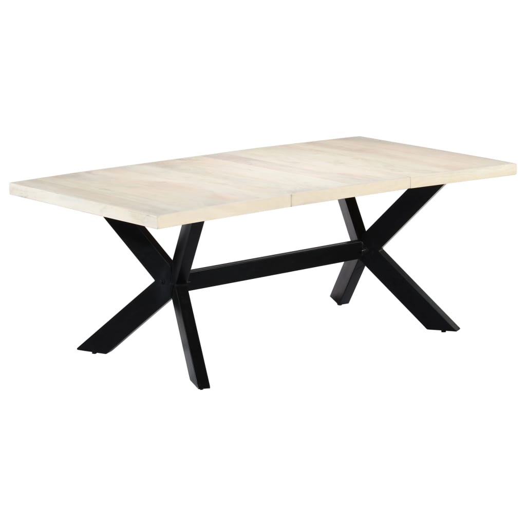 vidaXL Dining Table White 200x100x75 cm Solid Mango Wood