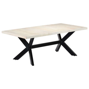 vidaXL Dining Table White 200x100x75 cm Solid Mango Wood