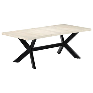 vidaXL Dining Table White 200x100x75 cm Solid Mango Wood