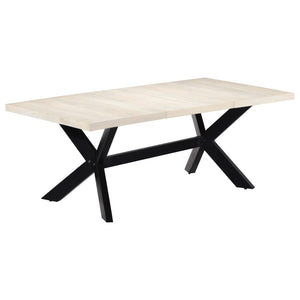 vidaXL Dining Table White 200x100x75 cm Solid Mango Wood