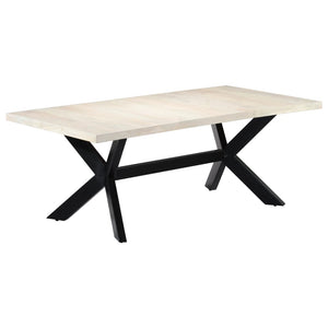 vidaXL Dining Table White 200x100x75 cm Solid Mango Wood