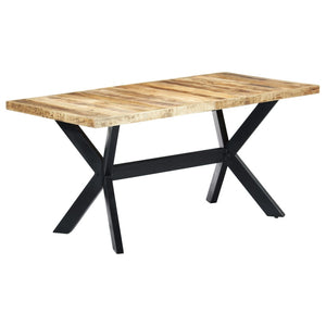 vidaXL Dining Table 160x80x75 cm Solid Rough Mango Wood