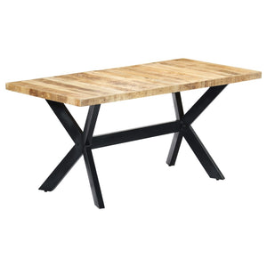 vidaXL Dining Table 160x80x75 cm Solid Rough Mango Wood