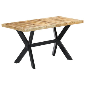 vidaXL Dining Table 140x70x75 cm Solid Rough Mango Wood