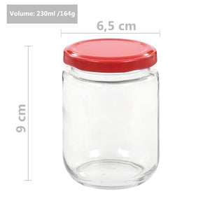 vidaXL Glass Jam Jars with Red Lid 48 pcs 230 ml