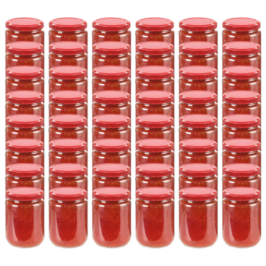 vidaXL Glass Jam Jars with Red Lid 48 pcs 230 ml