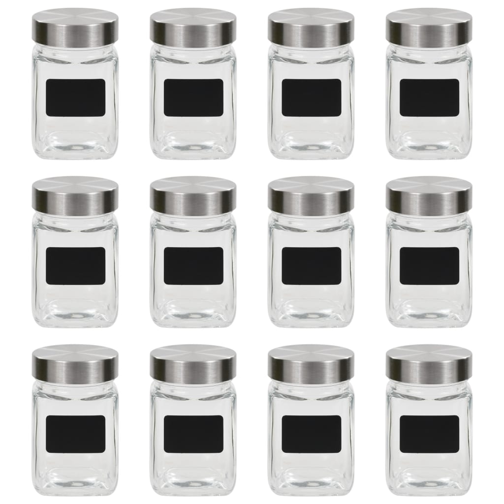 vidaXL Storage Jars with Sticker 12 pcs 300 ml