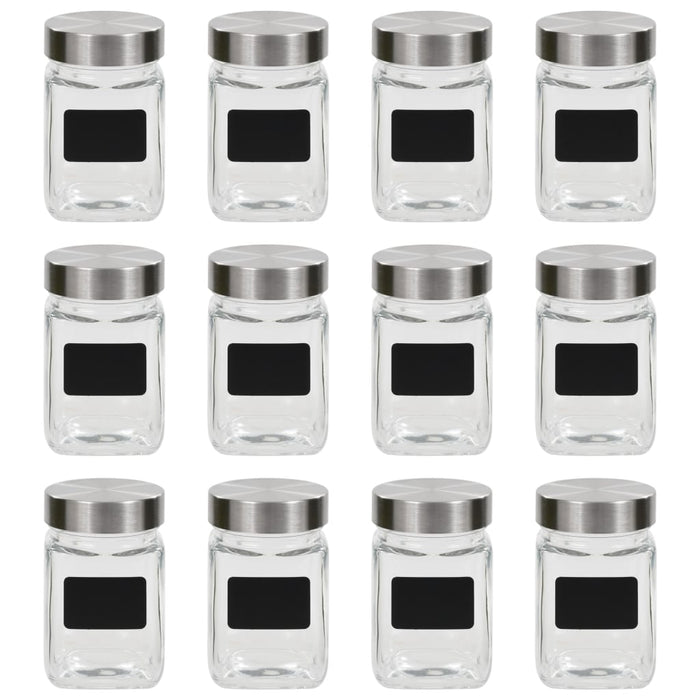 vidaXL Storage Jars with Sticker 12 pcs 300 ml