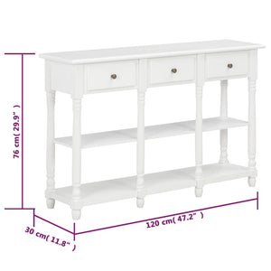 vidaXL Console Table White 120x30x76 cm MDF