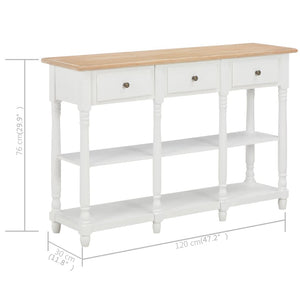 vidaXL Console Table White 120x30x76 cm MDF